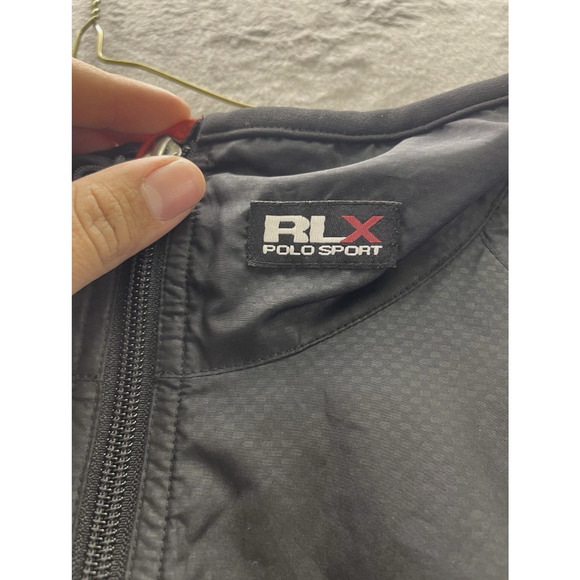 RLX Polo Sport Jacket Mens Large Black Red Full Zip Windbreaker Reflective Trim - Picture 3 of 9